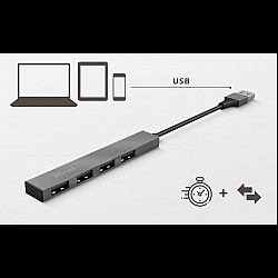 TRUST Hub HALYX USB2.0, 4xUSB, Aluminjum, siva