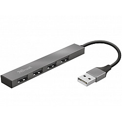 TRUST Hub HALYX USB2.0, 4xUSB, Aluminjum, siva