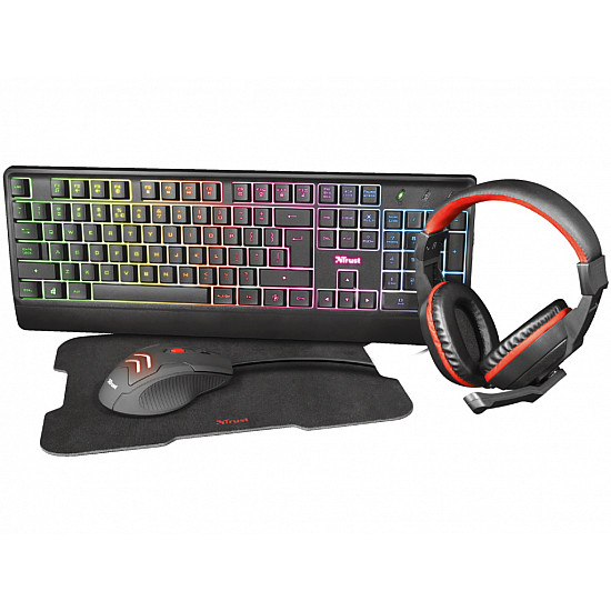 TRUST Gaming set Ziva žični, Tastatura, Slušalice, miš, podloga,