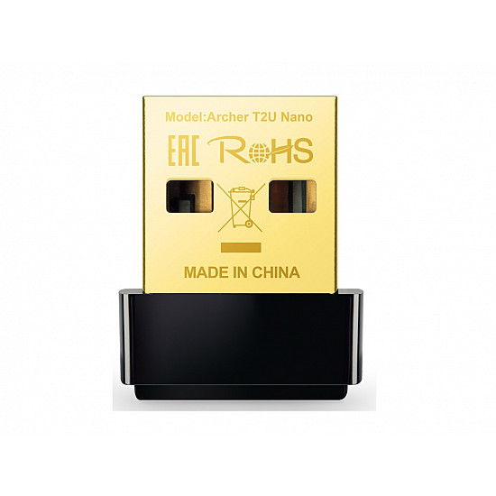 TP LINK Wi-Fi USB Adapter 150Mbps, 433Mbps(2.4GHz, 5GHz) AC600 Dual-Band 802.11, WPA2, WPA (ARCHER T2U NANO)