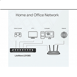 TP-LINK switch  LS108G LiteWave Gigabit 8xRJ-45, 10, 100, 1000Mbps, metalno kućište