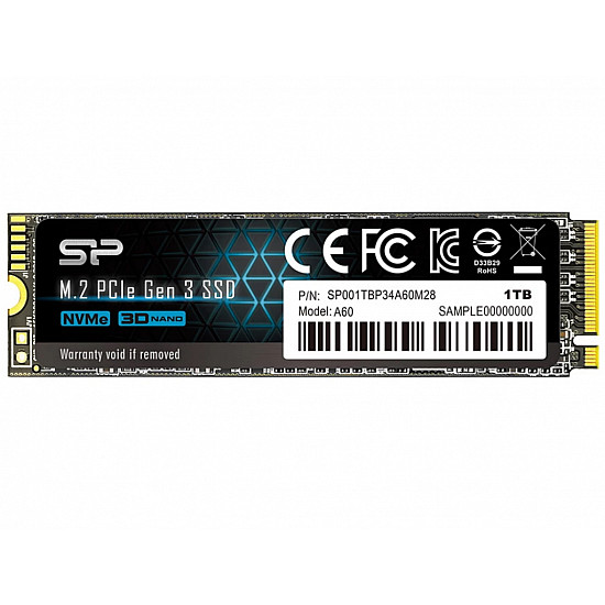 SILICON POWER SSD  A60 256GB, M.2, PCle, crna