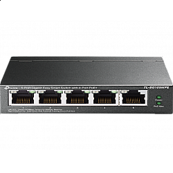 TP-LINK switch Gigabit 5x RJ45 10, 100, 1000Mbps, Easy Smart, 4-Port PoE+