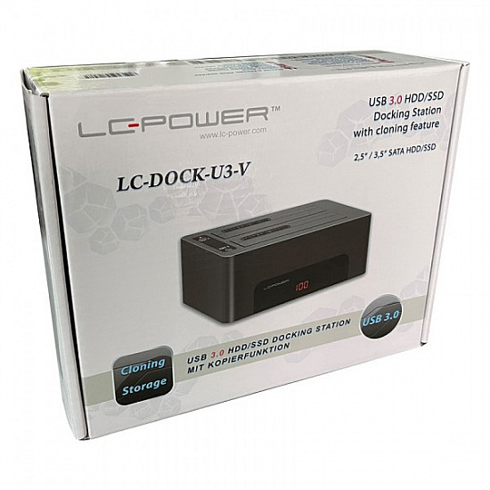 LC POWER HDD D. Station dual bay LC-DOCK-U3-V 2xSSD, HDD Black, USB 3.0