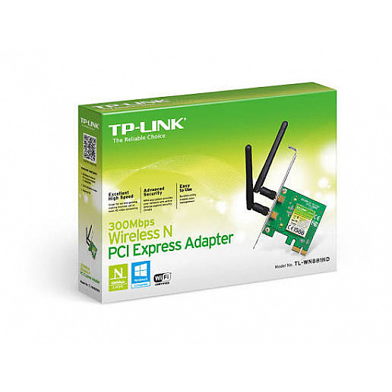 TP LINK TL-WN881ND 300Mbps Wi-Fi Pci Express Adapter, Qualcomm, 2.4GHz802.11b, g, n