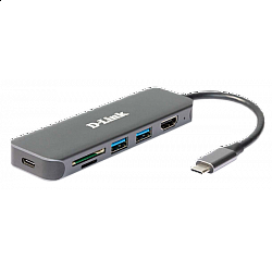 D-Link docking DUB-2327 6in1 USB-C - HDMI, USB3.0x2, CR, PD