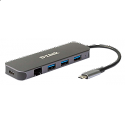 D-Link USB HUB DUB-2334 5in1 USB-C - USB3.0x3, GLAN, PD