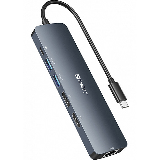 Sandberg docking station USB-C - HDMI, DP, LAN, 2xUSB 3.0, USB C PD 100W 136-43
