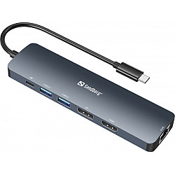 Sandberg docking station USB-C - HDMI, DP, LAN, 2xUSB 3.0, USB C PD 100W 136-43