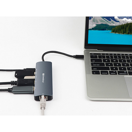 Sandberg docking station USB-C - HDMI, DP, LAN, 2xUSB 3.0, USB C PD 100W 136-43