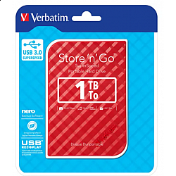 Verbatim HDD E2.5"  1TB USB 3.0 Store" n" Go 53203, Red