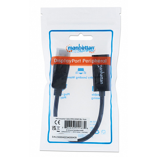 Manhattan adapter 151634 DisplayPort, M - HDMI, F 1080p Crni