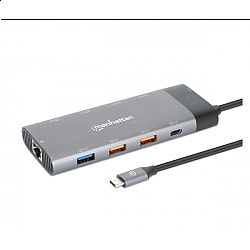 Manhattan docking station 130714 10in1 USB-C - 2xHDMI, 5xUSB, LAN, PD 100W
