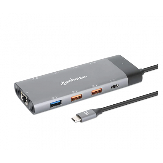 Manhattan docking station 130714 10in1 USB-C - 2xHDMI, 5xUSB, LAN, PD 100W
