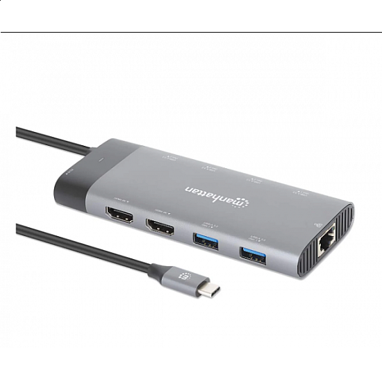 Manhattan docking station 130714 10in1 USB-C - 2xHDMI, 5xUSB, LAN, PD 100W