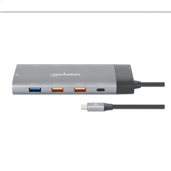 Manhattan docking station 130714 10in1 USB-C - 2xHDMI, 5xUSB, LAN, PD 100W