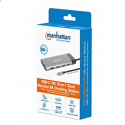 Manhattan docking station 130714 10in1 USB-C - 2xHDMI, 5xUSB, LAN, PD 100W