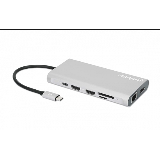 Manhattan docking station 130660 12in1 USB-C - 3xHDMI, 4xUSB, LAN, CR, PD 100W