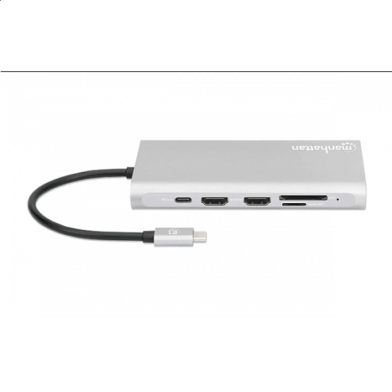 Manhattan docking station 130660 12in1 USB-C - 3xHDMI, 4xUSB, LAN, CR, PD 100W