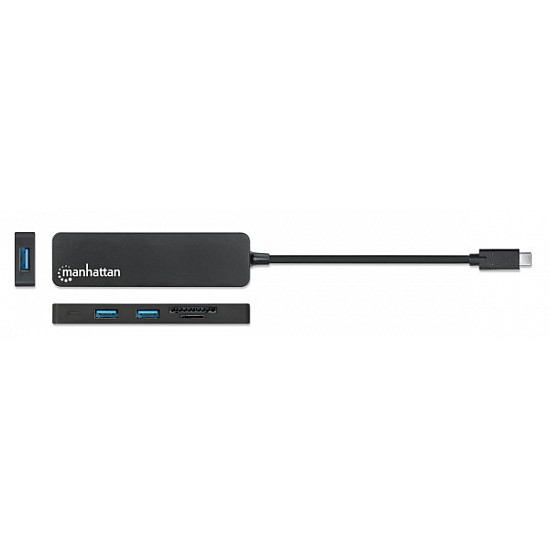 Manhattan USB-C HUB 3port  164948 3.2 G1, 5Gbps, CR, Crni