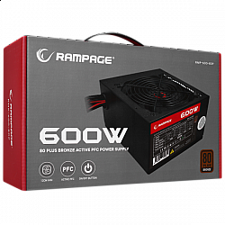 Rampage napajanje 600W RMP-600-80P, 80Plus Bronze 12cm fan APFC