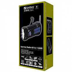 Sandberg powerbank AIO 421-03 radio, zvučnik, solarni punjač, 5000mAh
