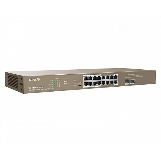 TENDA TEG1118P-16-250W 16GE+2SFP Ethernet Switch With 16-Port PoE