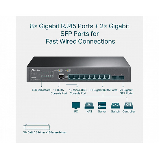 TP-LINK SG3210(UN) Omada 8-Port Gigabit L2+ Upravljivi Switch sa 2 SFP Slots