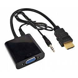 E-GREEN Adapter HDMI (M) - VGA D-sub (F) + Audio kabl 3.5mm (M, M) crni