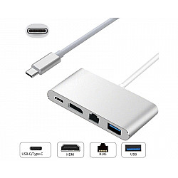 E-GREEN adapter USB Tip C - HDMI + USB 3.0 + Tip C + RJ45 (F)