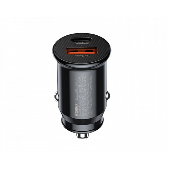 REMAX Auto punjač adapter 1xUSB A + 1xTIP C 30W RCC231, crni REMAX Auto punjač adapter 1xUSB A + 1xTIP C 30W RCC231, crni