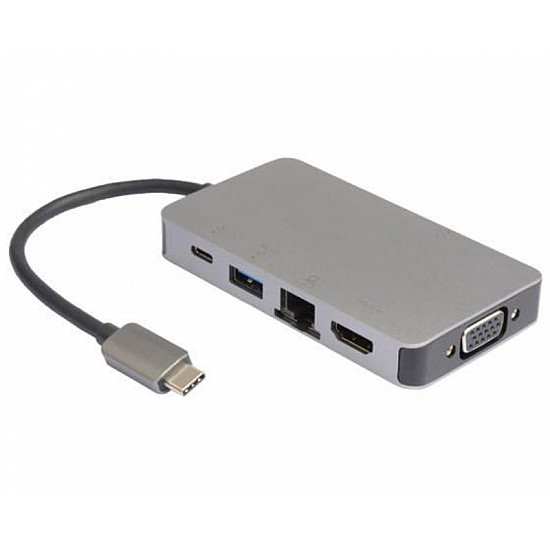 E-GREEN Adapter USB 3.1 tip C (M) - HDMI + VGA + 2xUSB 3.0 + RJ45 + tip C (F) beli E-GREEN Adapter USB 3.1 tip C (M) - HDMI + VGA + 2xUSB 3.0 + RJ45 + tip C (F) beli