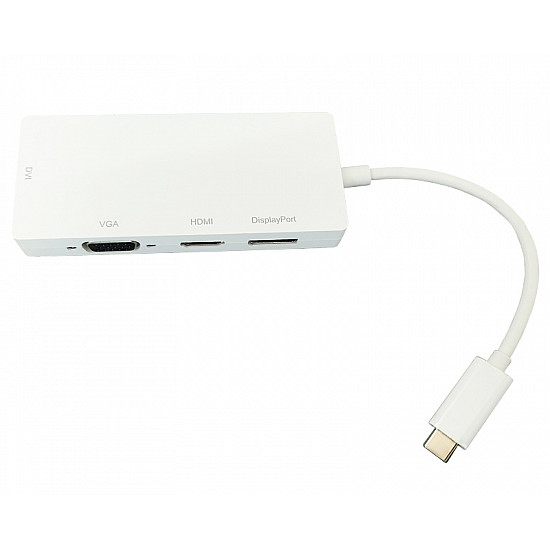 E-GREEN adapter USB 3.1 tip C (M) - Display Port + HDMI + VGA + DVI (F) beli