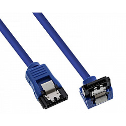 E-GREEN kabl S-ATA data 0.5m pod uglom sa metalnim kopčama plavi