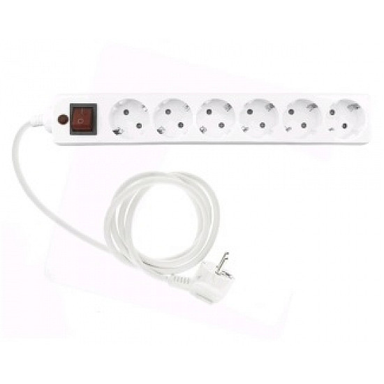 FAST ASIA Produžni kabl 6r, 5m sa prekidacem i zaštitom 3x1,5mm (Linkom) - beli