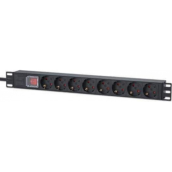 Intellinet PDU letva 19"  1U Rackmount 8-Output, 2m, Black