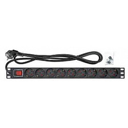 Intellinet PDU letva 19"  1U Rackmount 9-Output, 2m, Black