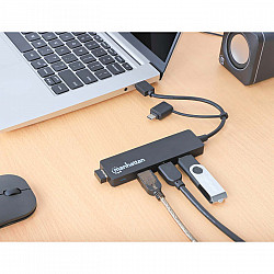 Manhattan 4-Port USB 3.0 Type-C, Type-A Combo Hub