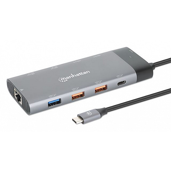 MANHATTAN USB-C PD 10-in-1 Dual Monitor 8K Docking Station ,  Multiport Hub