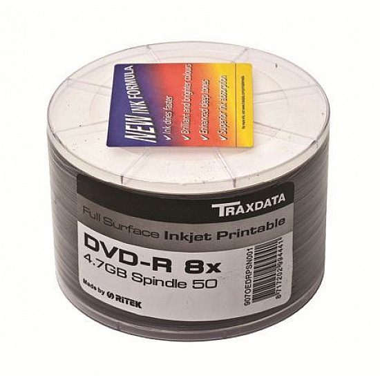 Traxdata MED DVD disk TRX DVDR 8X PRN F SP50 WHITE HIGH QUALITY