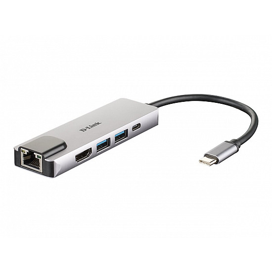 DLink USB HUB DUB-M520 5in1 USB-C HDMI 4K, Lan, USB A 3.0x2, USB-C