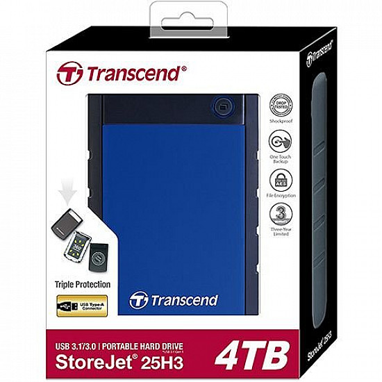 TRANSCEND eksterni HDD StoreJet  25H3P 4TB (TS4TSJ25H3B)