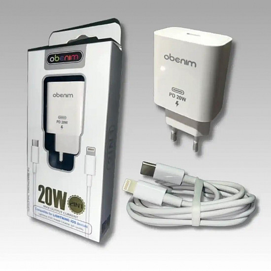 Obenim kućni punjač fast OBA-10DP 20W sa Lightning kablom