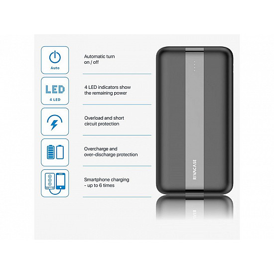RIVACASE Power Bank VA 2081 20000mAh, crni