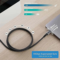 Velteh kabl USB Tip C Thunderbolt 3 KT-USB4.05M 100W (20V 5A) 0.5m
