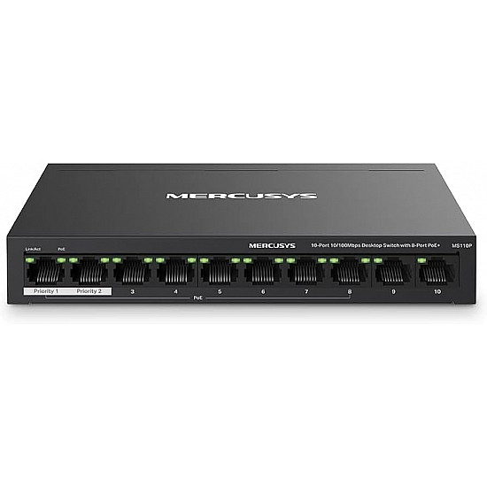 Mercusys svič 10, 100 10-port MS110P, 8-Port PoE+