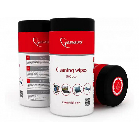 Gembird vlažne maramice za čišćenje ekrana, pak 100kom