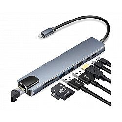 Zeus adapter-konverter USB Tip C 11, 1 1xUSB3.0, 3xUSB2.0, HDMI, TF, SD, Audio, RJ45, VGA, Tip C PD