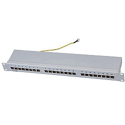 Netiks patch panel 19"", 1U sa 24 RJ-45 STP kat. 6 Fully Shielded, Krone LSA reglete, držač kablova sa zadnje